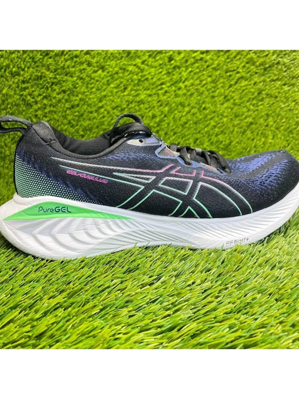 Asics Gel-Cumulus 25 Womens Size 10 Black Blue Green Running Shoes Sneakers